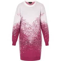 Faina Gebreide jurk magenta / zilver / wolwit