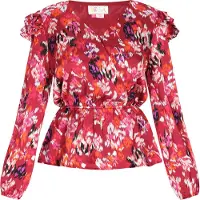 IZIA Blouse oranje / magenta / zwart / wit
