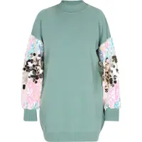 IZIA Gebreide jurk blauw / cyaan blauw / oudroze / zilver