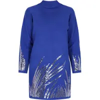 Faina Gebreide jurk royal blue/koningsblauw / zilver