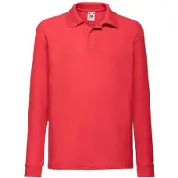 Fruit Of The Loom Kinderen/Kinderen Lange Mouw Pique Polo Shirt (Rood)