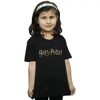 Harry Potter Katoenen T-shirt met logo voor meisjes (Zwart)