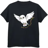 Harry Potter Katoenen T-shirt met uilenletters voor meisjes (Zwart)