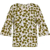 Usha Blouse olijfgroen / offwhite