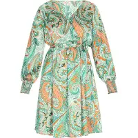 Usha Zomerjurk groen / mintgroen / oranje / offwhite