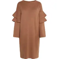 Usha Gebreide jurk camel