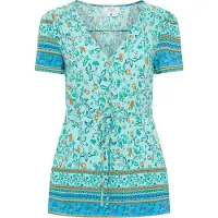 Usha Blouse blauw / turquoise / cyaan blauw / oranje