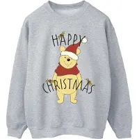 Disney Heren Winnie De Poeh Vrolijk Kerstmis Holly Sweatshirt (Sportgrijs)