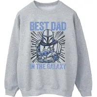 Star Wars Mandalorian Best Dad Galaxy Sweatshirt Heren (Sportgrijs)