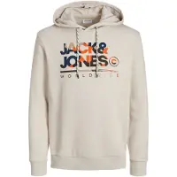 Jack & Jones Sweatshirt 'JWHLUKE' donkerblauw / greige / oranje / zwart