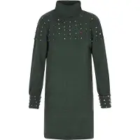Faina Gebreide jurk blauw / spar / lichtgroen / zilver