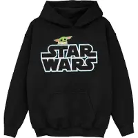Star Wars Meisjes The Mandalorian The Child Logo Hoodie (Zwart)