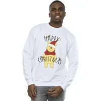 Disney Heren Winnie De Poeh Vrolijk Kerstmis Holly Sweatshirt (Wit)