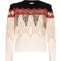 IZIA Trui lichtbeige / goud / rood / zwart