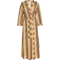IZIA Jurk bruin / geel / groen / wit