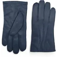 Infinity Leather Heren marineblauwe Italiaanse leren warme wollen voering wintersteekontwerp rij- en casual handschoenen