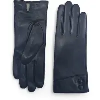 Infinity Leather Zwarte Italiaanse leren winterhandschoenen met zachte wollen voering en knoopsluiting voor dames