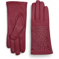 Infinity Leather Dames rode Italiaanse leren zachte wollen voering winterhandschoenen met studs