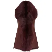 Infinity Leather Dames Bordeaux Toscana Shearling Nappa Leren Schapenvacht Gilet - Parkes