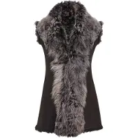 Infinity Leather Dames Zwarte Toscaanse Shearling Nappa Leren Schapenvacht Gilet - Parkes