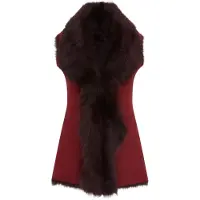 Infinity Leather Dames bordeaux Toscana schapenvacht lang gilet-Sorocaba