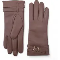 Infinity Leather Dames winterhandschoenen met gesp en zachte wollen voering in Italiaans leer in nude beige