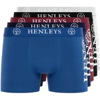 Henleys Heren Kelmack2 Boxershorts (Set van 5) (Blauw/Zwart/Maraan/Grijs/Navy)