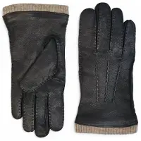 Infinity Leather Heren zwarte Italiaanse leren warme wollen voering winterrijhandschoenen voor casual rijden