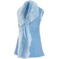 Infinity Leather Damesblauw Toscaanse schapenvacht lang gilet-Sorocaba