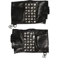Dolce&Gabbana Zwarte Leren Studded Vingerloze Handmitsen voor Mannen