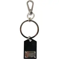 Dolce&Gabbana Zwarte Sint Glas Plaque DG Logo Metalen Sleutelhanger Sleutelhanger