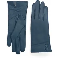 Infinity Leather Dames winterhandschoenen met Italiaanse leren voering in zacht wol en blauwgroene kleur, met knoopsluiting
