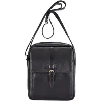 Infinity Leather Echte leren zwarte vintage crossbody messenger reistas - Ashby
