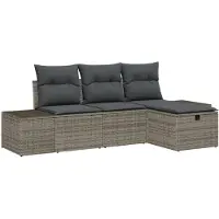 vidaXL Bankstel 4 st poly rattan