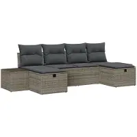 vidaXL Tuinbank Set 6 st Grijs poly rattan