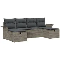 vidaXL Tuinbank Set 6 st Grijs poly rattan