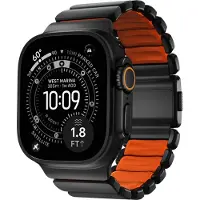 Nomad Stratos Titanium Strap Apple Watch 44mm / 45mm / 46mm / 49mm Zwart/Ultra Orange - NM011116858