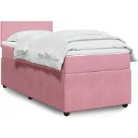 vidaXL Boxspring met matras fluweel roze 80x200 cm