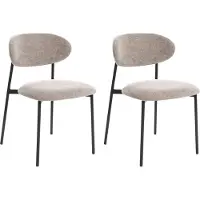 Beliani COWLEY - Eetkamerstoel set van 2 - Taupe - Chenille