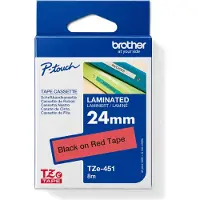 Brother Tape TZe-451 Zwart op rood (24 mm)