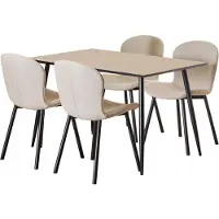 Ebuy24 Wilma eethoek tafel met 4 stoelen natuur, beige.