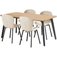 Ebuy24 Cadiz eethoek tafel met 4 stoelen natuur, beige.