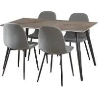 Ebuy24 Wicklow eethoek tafel met 4 stoelen grijs, donkergrijs.