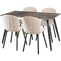 Ebuy24 Wicklow eethoek tafel met 4 stoelen grijs, beige.