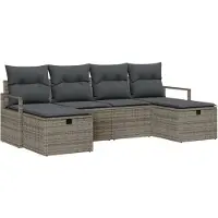vidaXL Bankstel 6 st 6-Aantal zitplaatsen Grijs poly rattan
