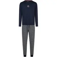 Phil&Co. Pyjama lang ' Great Bay ' donkerblauw / grijs
