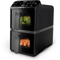 Philips 4000 Series Dual-Stacked Dubbele Airfryer – NA460/00 - 2 Lades (Sync) – 10 L – Tot 6 Personen – Bespaart 45% Ruimte