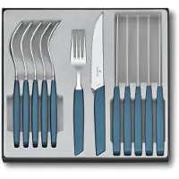Victorinox Swiss Modern 6.9096.12W2.12, 12-delige bestekset met steakmes, blauw