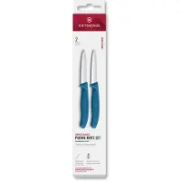 Victorinox Swiss Classic 6.7692.2C1 Straight/Wavy, Blue, set van 2 groentemesjes, 8 cm