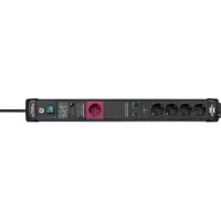 Brennenstuhl Premium-Line 60.000A overspanningsbeveiliging automatische contactdoosstrook 5-voudig 1 hoofdcontactdoos 4-voudige vervolgcontactdozen zwart 3m H05VV-F 3G1,5